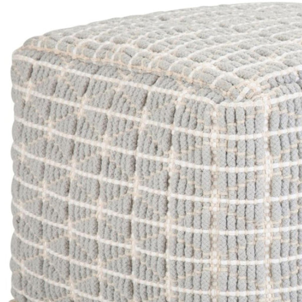 HomeRoots 18" Blue Cotton Pouf Ottoman - Versatile Bohemian-Modern Accent for Comfort, Seating & Style 638515