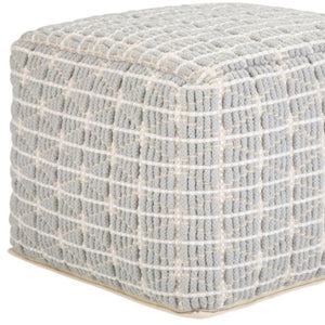 HomeRoots 18" Blue Cotton Pouf Ottoman - Versatile Bohemian-Modern Accent for Comfort, Seating & Style 638515
