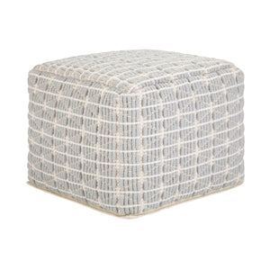 HomeRoots 18" Blue Cotton Pouf Ottoman - Versatile Bohemian-Modern Accent for Comfort, Seating & Style 638515