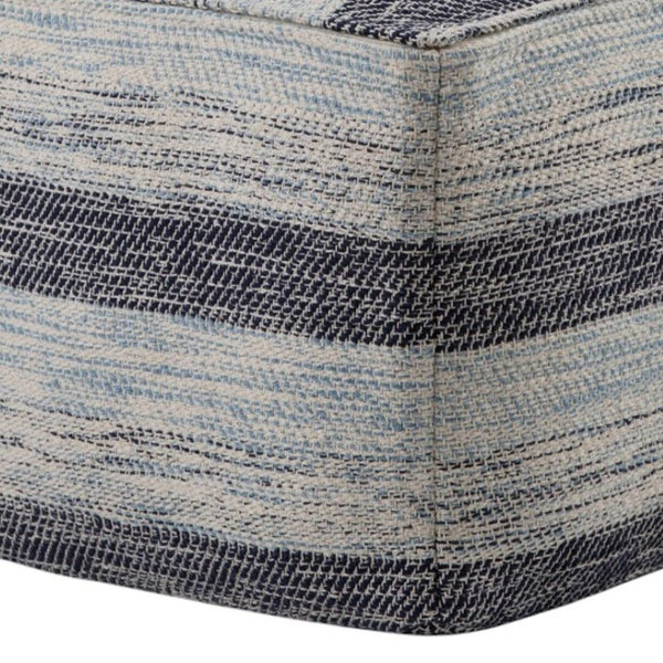 HomeRoots 18" Blue Cotton Pouf Ottoman - Modern Bohemian Accent for Comfort, Versatile Seating & Decor Use 638516