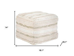 HomeRoots 18" Off White Cotton Pouf Ottoman - Versatile Accent, Cozy Footrest & Extra Seat for Modern Spaces 638517
