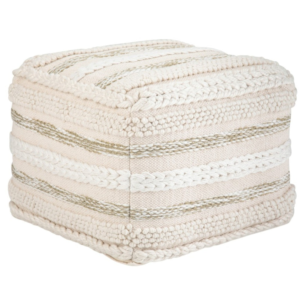 HomeRoots 18" Off White Cotton Pouf Ottoman - Versatile Accent, Cozy Footrest & Extra Seat for Modern Spaces 638517