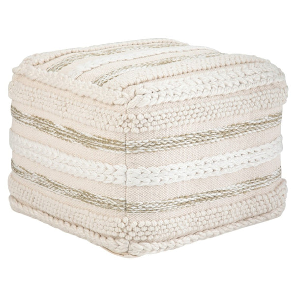 HomeRoots 18" Off White Cotton Pouf Ottoman - Versatile Accent, Cozy Footrest & Extra Seat for Modern Spaces 638517