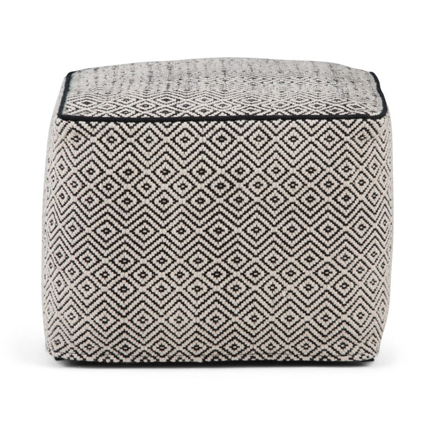 HomeRoots 18" Black Cotton Pouf Ottoman - Modern Bohemian Accent for Versatile Living Room Seating & Style 638518