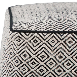 HomeRoots 18" Black Cotton Pouf Ottoman - Modern Bohemian Accent for Versatile Living Room Seating & Style 638518
