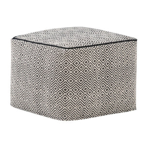 HomeRoots 18" Black Cotton Pouf Ottoman - Modern Bohemian Accent for Versatile Living Room Seating & Style 638518