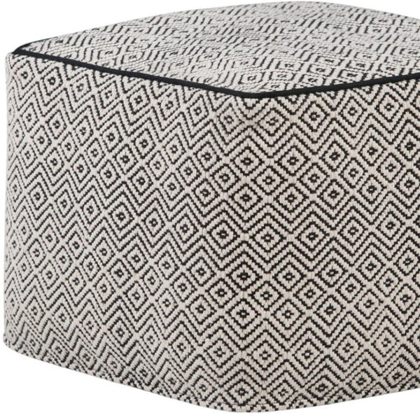 HomeRoots 18" Black Cotton Pouf Ottoman - Modern Bohemian Accent for Versatile Living Room Seating & Style 638518