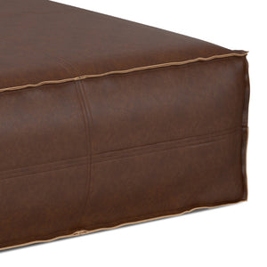 HomeRoots 36" Brown Faux Leather Pouf Ottoman - Versatile Modern Accent for Footrest, Extra Seating & Decor 638519