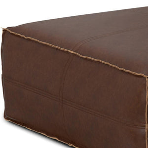 HomeRoots 36" Brown Faux Leather Pouf Ottoman - Versatile Modern Accent for Footrest, Extra Seating & Decor 638519