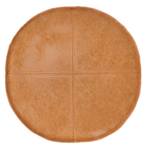 HomeRoots 20" Chic Brown Faux Leather Round Pouf Ottoman - Modern Bohemian Comfort for Any Room Decor Style 638521