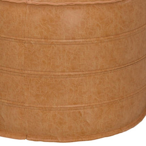 HomeRoots 20" Chic Brown Faux Leather Round Pouf Ottoman - Modern Bohemian Comfort for Any Room Decor Style 638521