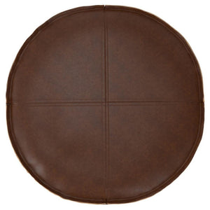 HomeRoots 20" Brown Faux Leather Round Pouf Ottoman - Stylish Versatile Footrest & Extra Seating for Any Room 638522