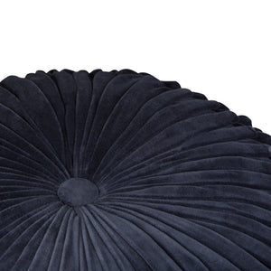 HomeRoots 20" Blue Velvet Round Pouf Ottoman - Stylish, Versatile Accent for Footrest, Extra Seating & Decor 638523