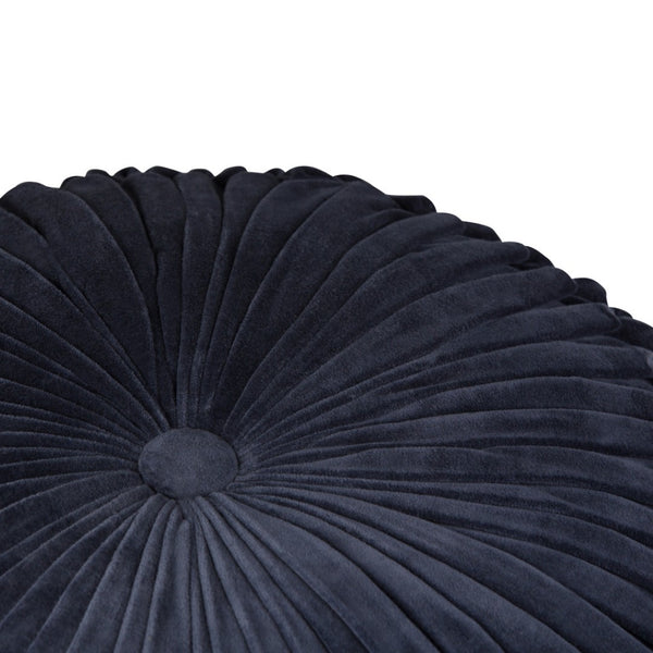 HomeRoots 20" Blue Velvet Round Pouf Ottoman - Stylish, Versatile Accent for Footrest, Extra Seating & Decor 638523