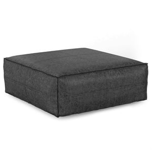 HomeRoots 36" Black Faux Leather Pouf Ottoman - Versatile Square Design for Modern Living Rooms & Casual Spaces 638527