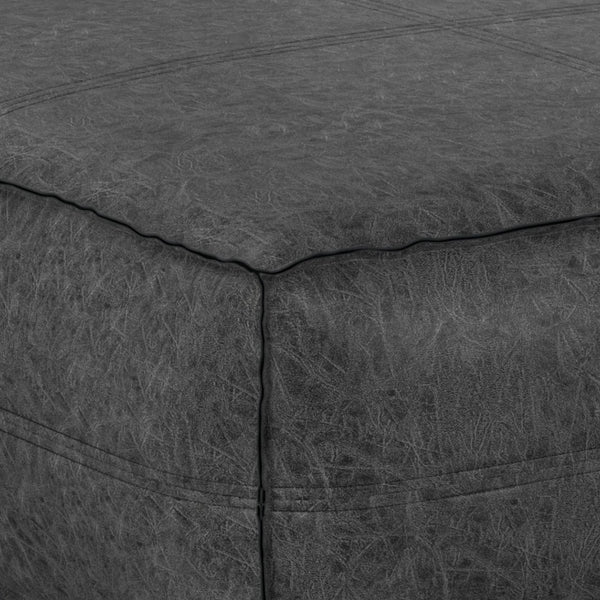 HomeRoots 36" Black Faux Leather Pouf Ottoman - Versatile Square Design for Modern Living Rooms & Casual Spaces 638527