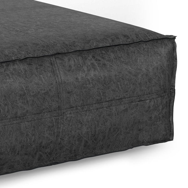 HomeRoots 36" Black Faux Leather Pouf Ottoman - Versatile Square Design for Modern Living Rooms & Casual Spaces 638527