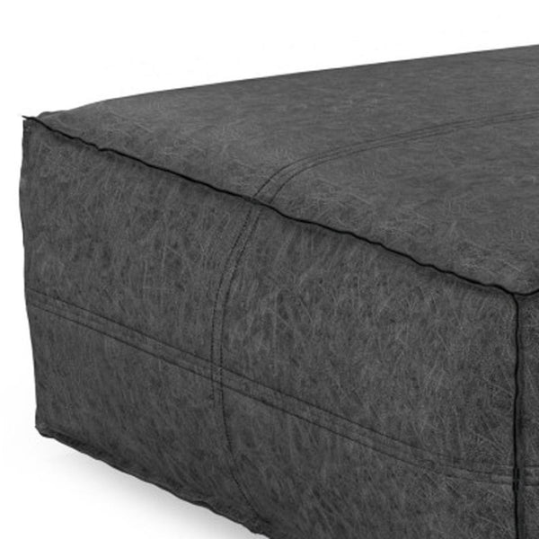 HomeRoots 36" Black Faux Leather Pouf Ottoman - Versatile Square Design for Modern Living Rooms & Casual Spaces 638527
