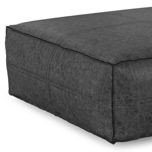 HomeRoots 36" Black Faux Leather Pouf Ottoman - Versatile Square Design for Modern Living Rooms & Casual Spaces 638527