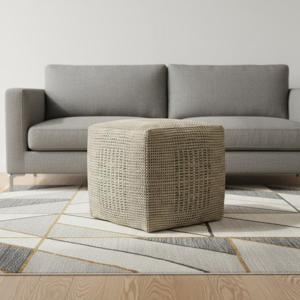 HomeRoots 18" Off White Jute Pouf Ottoman - Versatile Footrest, Extra Seating & Natural Decor Accent for Home 638528
