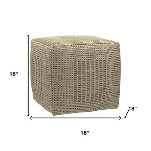 HomeRoots 18" Off White Jute Pouf Ottoman - Versatile Footrest, Extra Seating & Natural Decor Accent for Home 638528