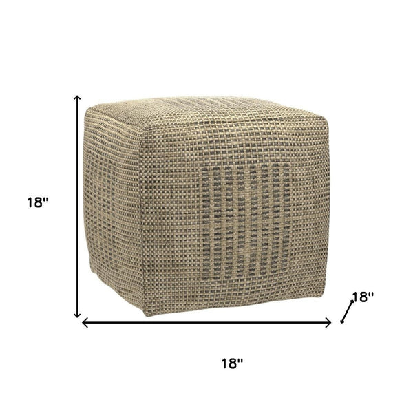 HomeRoots 18" Off White Jute Pouf Ottoman - Versatile Footrest, Extra Seating & Natural Decor Accent for Home 638528