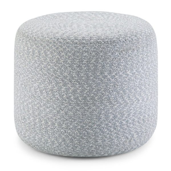 HomeRoots 20" Blue Cotton Round Pouf Ottoman - Versatile, Soft, and Stylish Seating for Any Room Decor 638529