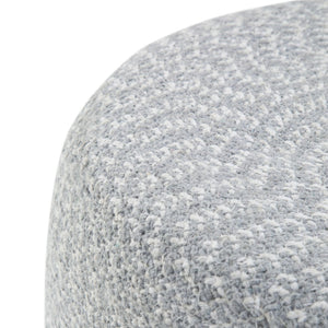 HomeRoots 20" Blue Cotton Round Pouf Ottoman - Versatile, Soft, and Stylish Seating for Any Room Decor 638529