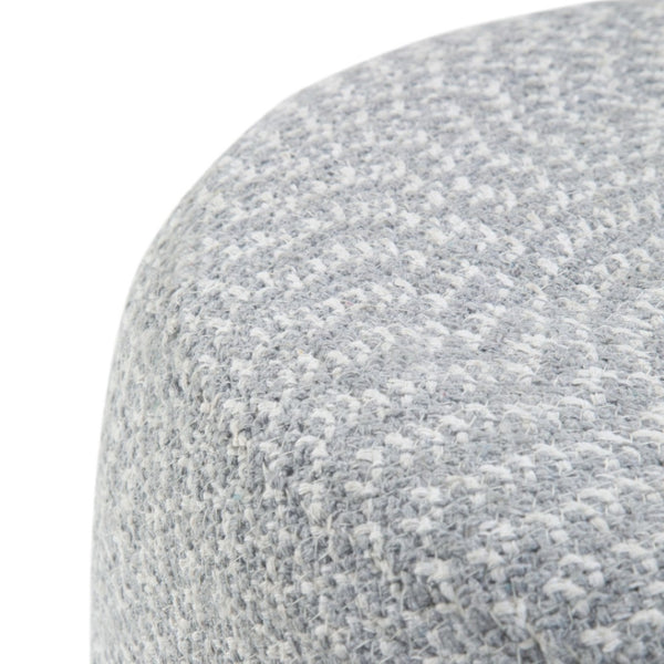HomeRoots 20" Blue Cotton Round Pouf Ottoman - Versatile, Soft, and Stylish Seating for Any Room Decor 638529