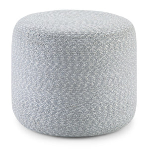 HomeRoots 20" Blue Cotton Round Pouf Ottoman - Versatile, Soft, and Stylish Seating for Any Room Decor 638529