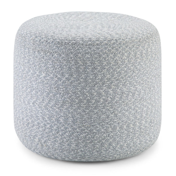 HomeRoots 20" Blue Cotton Round Pouf Ottoman - Versatile, Soft, and Stylish Seating for Any Room Decor 638529