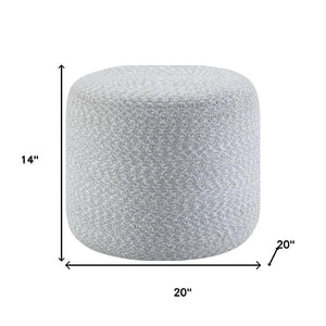 HomeRoots 20" Blue Cotton Round Pouf Ottoman - Versatile, Soft, and Stylish Seating for Any Room Decor 638529
