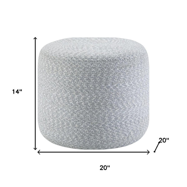 HomeRoots 20" Blue Cotton Round Pouf Ottoman - Versatile, Soft, and Stylish Seating for Any Room Decor 638529