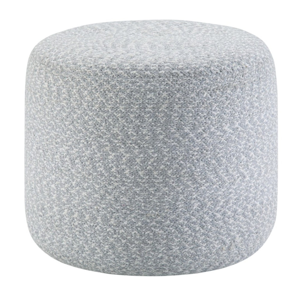 HomeRoots 20" Blue Cotton Round Pouf Ottoman - Versatile, Soft, and Stylish Seating for Any Room Decor 638529
