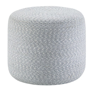 HomeRoots 20" Blue Cotton Round Pouf Ottoman - Versatile, Soft, and Stylish Seating for Any Room Decor 638529