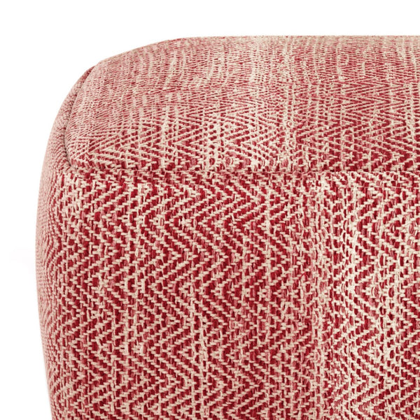 HomeRoots 20" Red Cotton Pouf Ottoman - Versatile Footrest & Extra Seating with Bohemian Flair for Your Space 638531