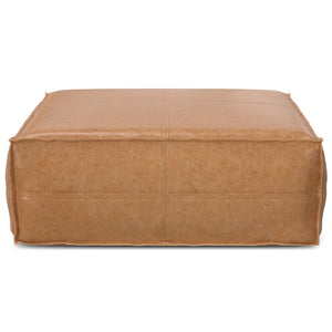 HomeRoots 36" Brown Faux Leather Pouf Ottoman - Versatile Multi-Purpose Accent Piece for Modern Decor & Comfort 638532