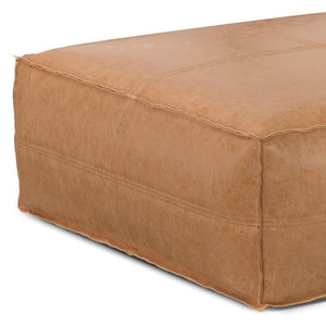 HomeRoots 36" Brown Faux Leather Pouf Ottoman - Versatile Multi-Purpose Accent Piece for Modern Decor & Comfort 638532