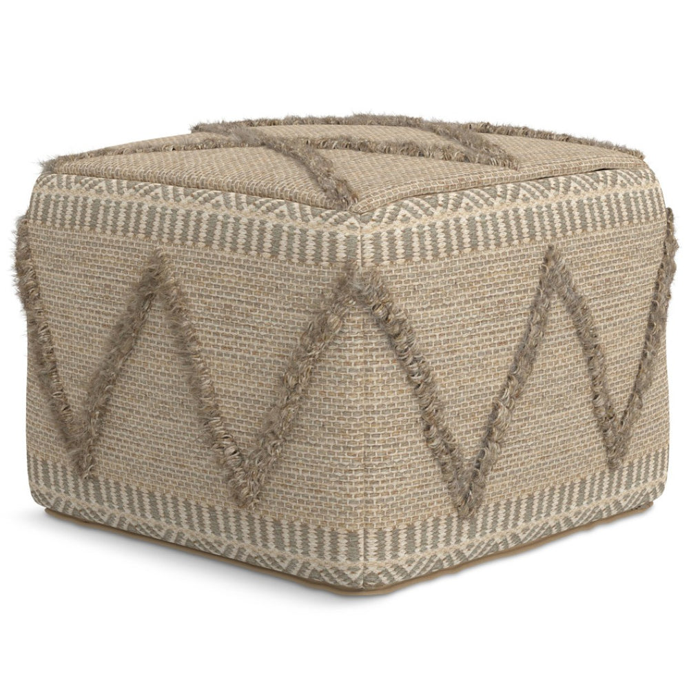 HomeRoots 18" Brown Wool Pouf Ottoman - Versatile, Cozy Accent for Living Rooms, Bedrooms, and Reading Nooks 638534