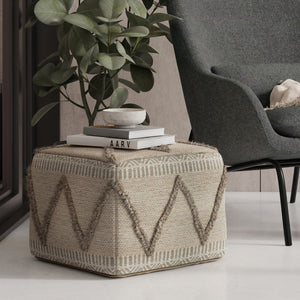 HomeRoots 18" Brown Wool Pouf Ottoman - Versatile, Cozy Accent for Living Rooms, Bedrooms, and Reading Nooks 638534