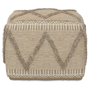 HomeRoots 18" Brown Wool Pouf Ottoman - Versatile, Cozy Accent for Living Rooms, Bedrooms, and Reading Nooks 638534