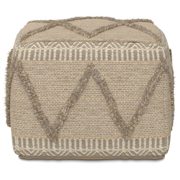 HomeRoots 18" Brown Wool Pouf Ottoman - Versatile, Cozy Accent for Living Rooms, Bedrooms, and Reading Nooks 638534