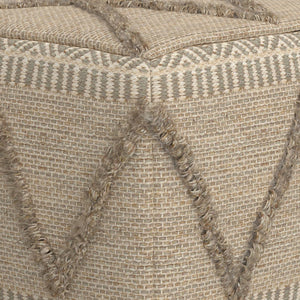 HomeRoots 18" Brown Wool Pouf Ottoman - Versatile, Cozy Accent for Living Rooms, Bedrooms, and Reading Nooks 638534
