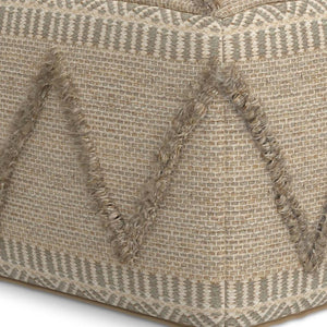 HomeRoots 18" Brown Wool Pouf Ottoman - Versatile, Cozy Accent for Living Rooms, Bedrooms, and Reading Nooks 638534