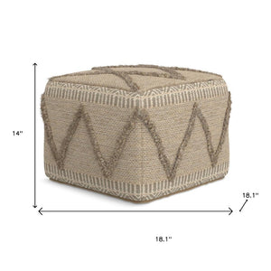 HomeRoots 18" Brown Wool Pouf Ottoman - Versatile, Cozy Accent for Living Rooms, Bedrooms, and Reading Nooks 638534