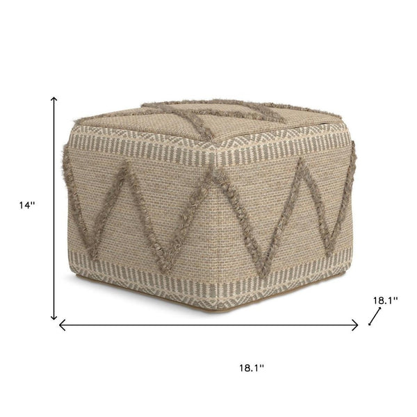 HomeRoots 18" Brown Wool Pouf Ottoman - Versatile, Cozy Accent for Living Rooms, Bedrooms, and Reading Nooks 638534