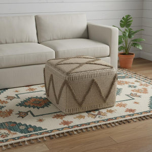 HomeRoots 18" Brown Wool Pouf Ottoman - Versatile, Cozy Accent for Living Rooms, Bedrooms, and Reading Nooks 638534