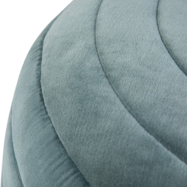 HomeRoots 20" Blue Velvet Round Pouf Ottoman - Stylish, Versatile Footrest & Extra Seat for Any Room Decor 638535