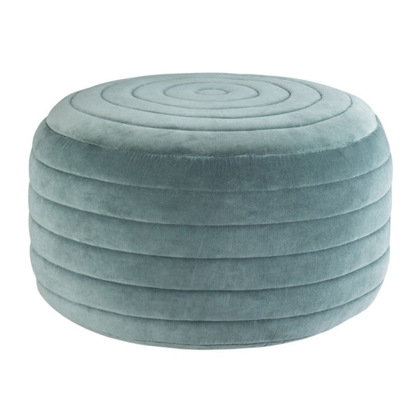 HomeRoots 20" Blue Velvet Round Pouf Ottoman - Stylish, Versatile Footrest & Extra Seat for Any Room Decor 638535