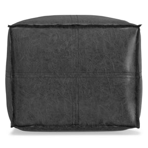 HomeRoots 18" Black Faux Leather Pouf Ottoman - Modern Chic Design for Footrest, Extra Seating & Accent Style 638537
